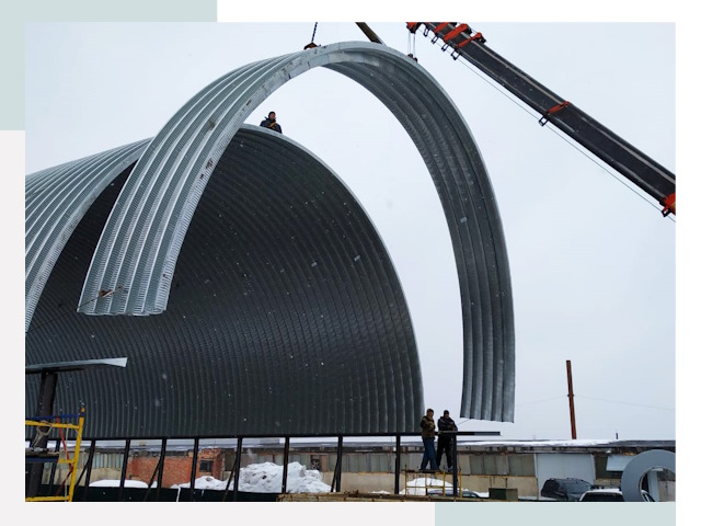 Полукруглые ангары в Лысьве